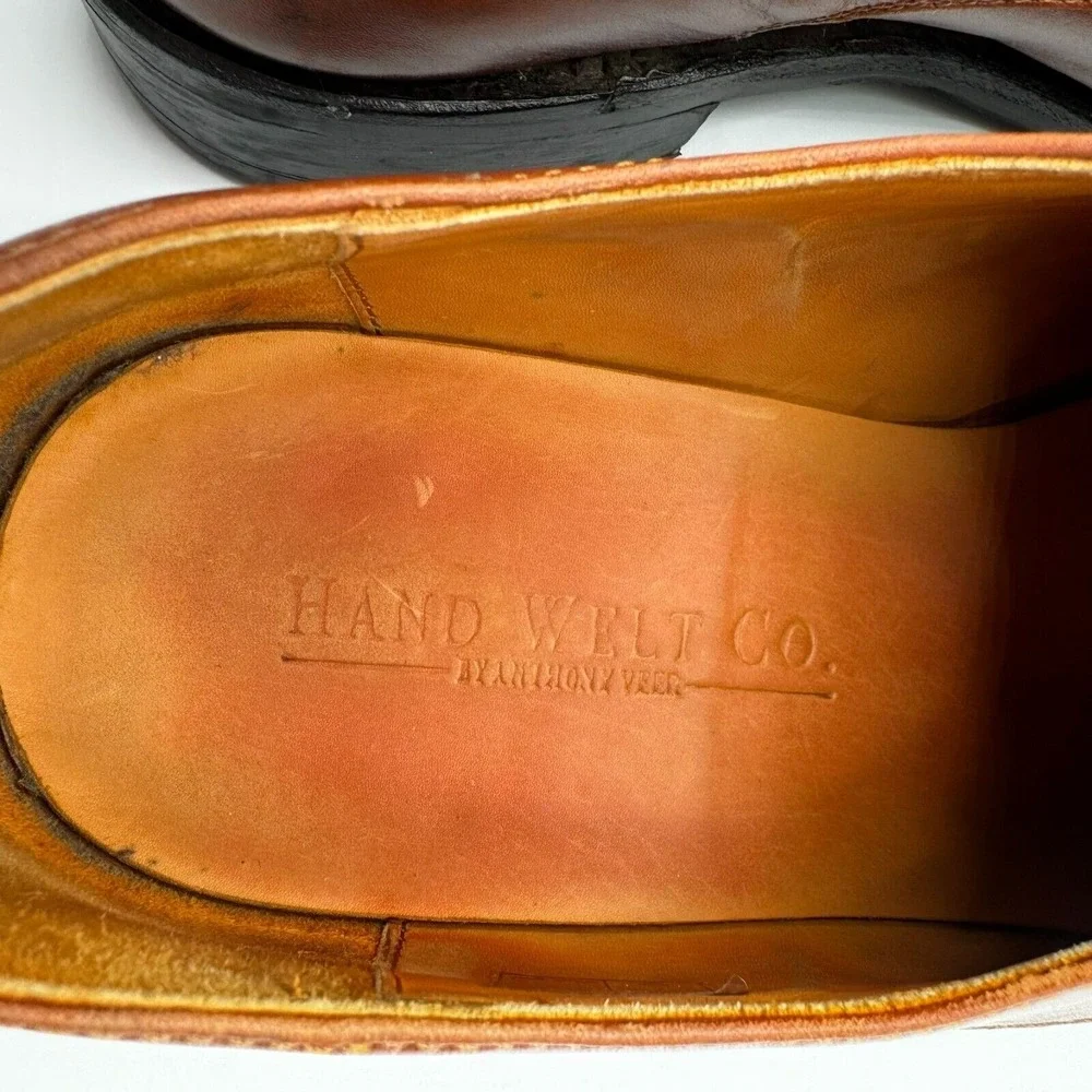 ANTHONY VEER Men's size 10.5 Hand Welt‎ Brown Leather Dress Shoes Laces